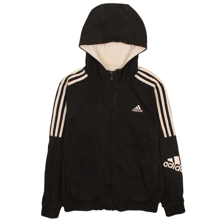 Adidas Boys Black Full Zip Hoodie 13-14 Years Classic 3-Stripes Design