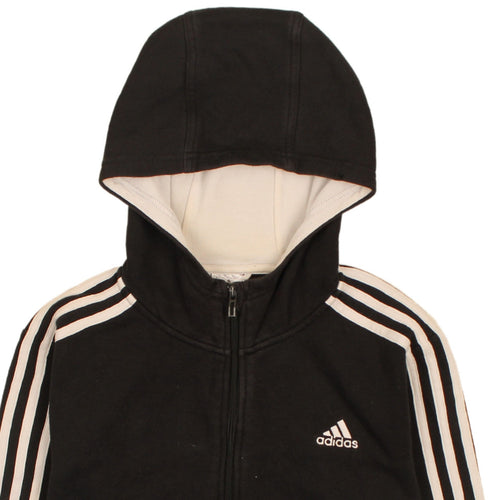 Adidas Boys Black Full Zip Hoodie 13-14 Years Classic 3-Stripes Design