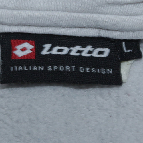 Lotto Men's White Full Zip Hoodie Size L Sports Fleece Sweatshirt