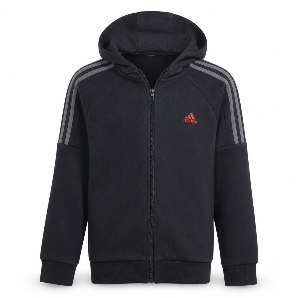 adidas Boys Black Full Zip Hoodie 14 Years Fleece Lined Sportswear