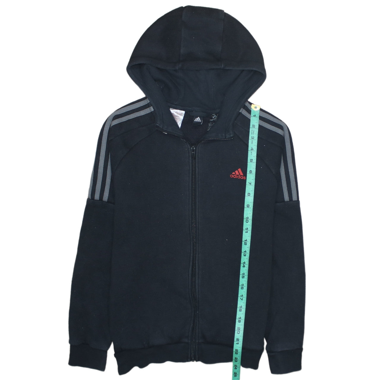 adidas Boys Black Full Zip Hoodie 14 Years Fleece Lined Sportswear