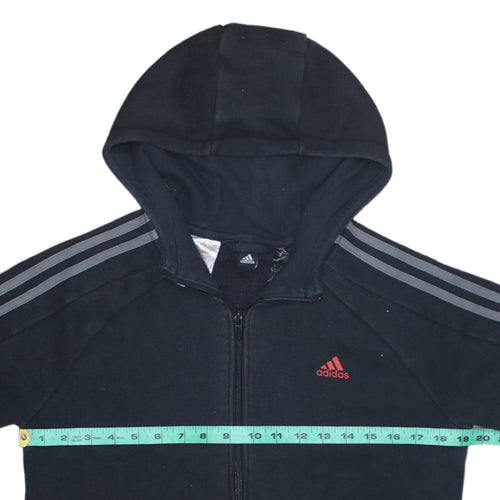 adidas Boys Black Full Zip Hoodie 14 Years Fleece Lined Sportswear