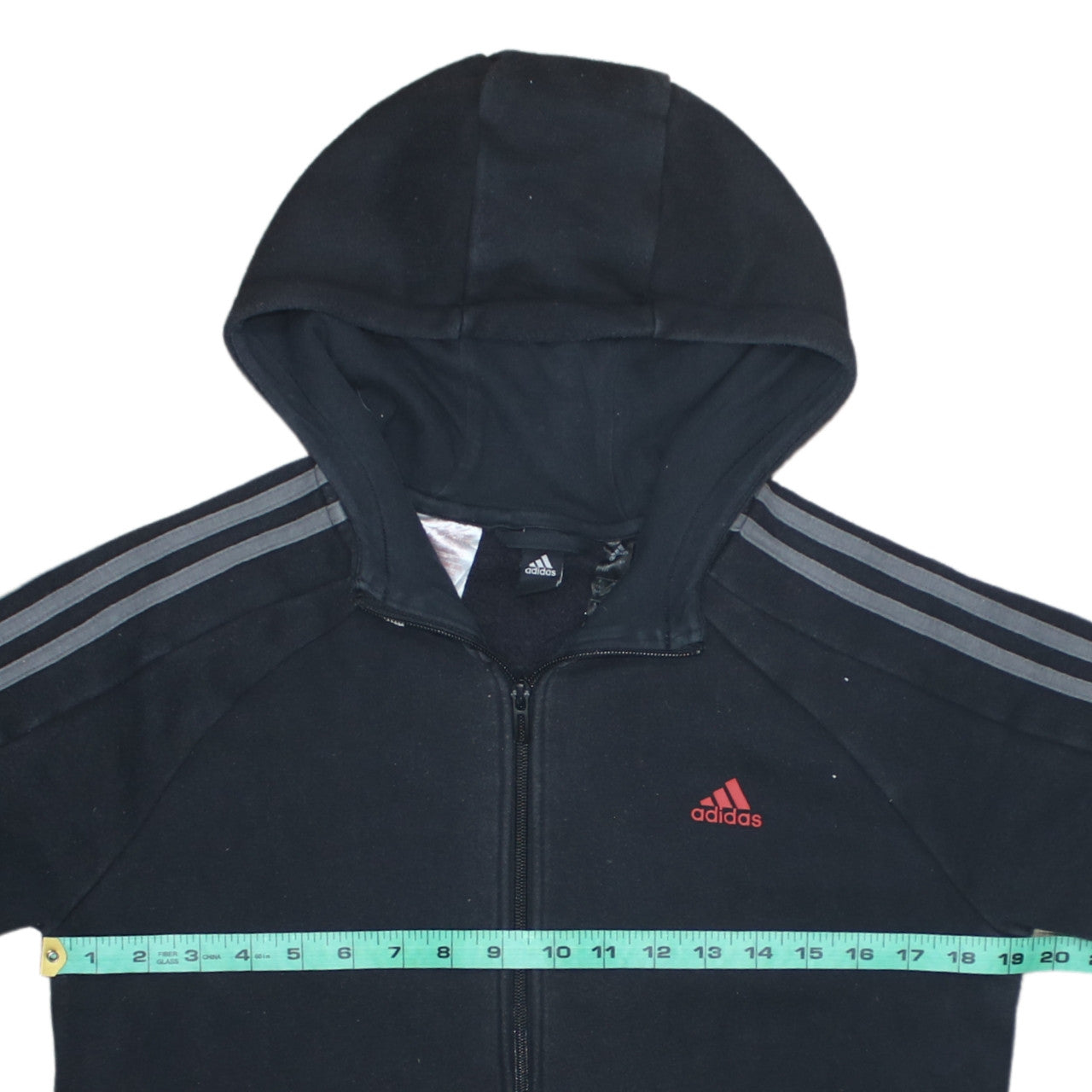 adidas Boys Black Full Zip Hoodie 14 Years Fleece Lined Sportswear