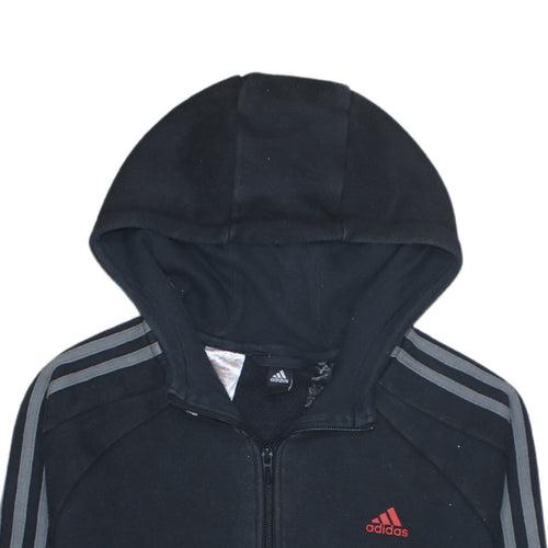 adidas Boys Black Full Zip Hoodie 14 Years Fleece Lined Sportswear
