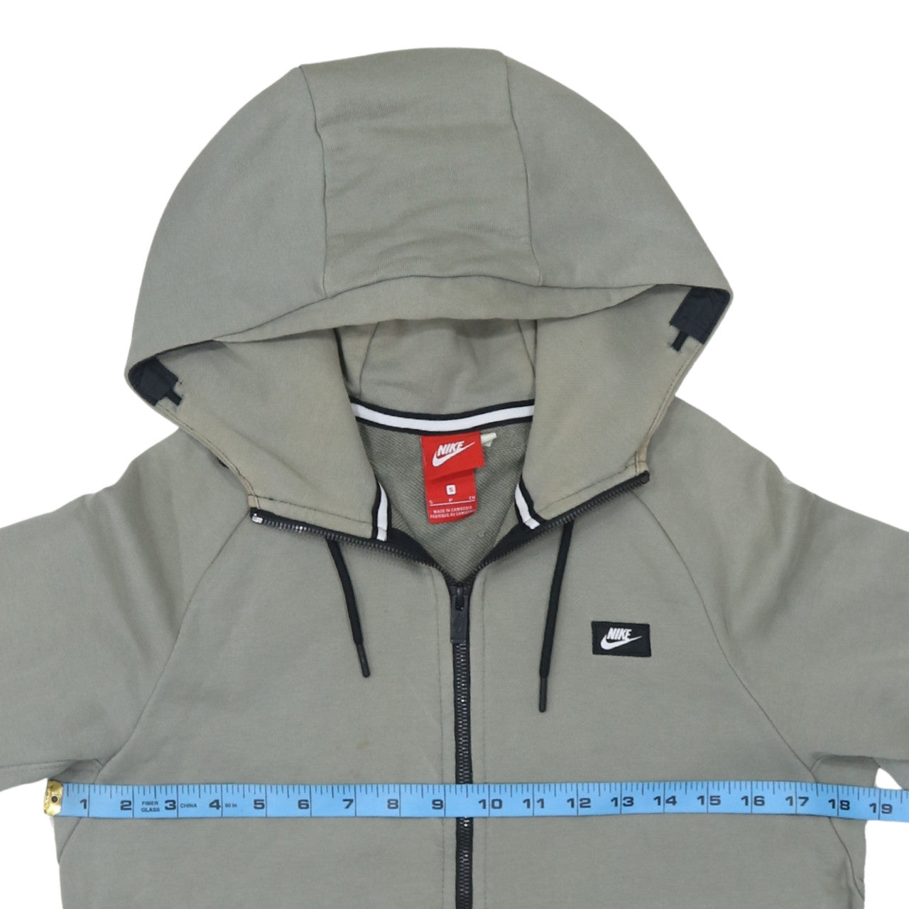 Nike Men's Grey Full Zip Hoodie Small Lightweight Jersey