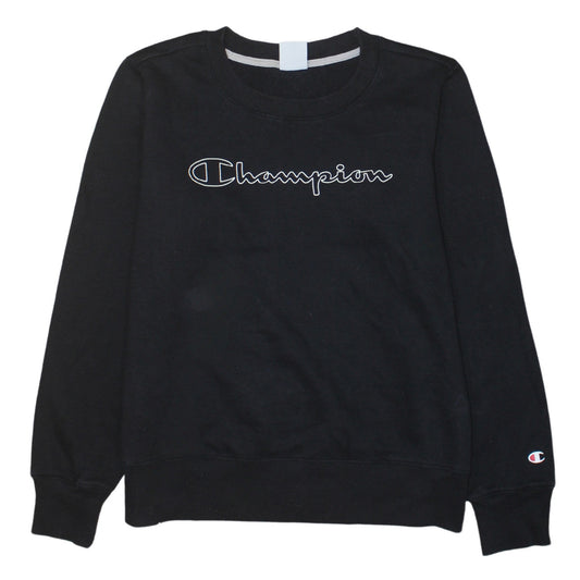 Champion Men's Black Logo Crew Neck Sweatshirt Size M Regular Fit