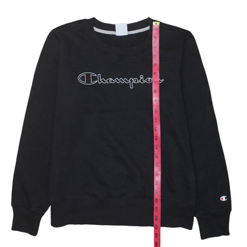 Champion Men's Black Logo Crew Neck Sweatshirt Size M Regular Fit