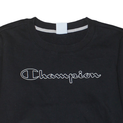 Champion Men's Black Logo Crew Neck Sweatshirt Size M Regular Fit
