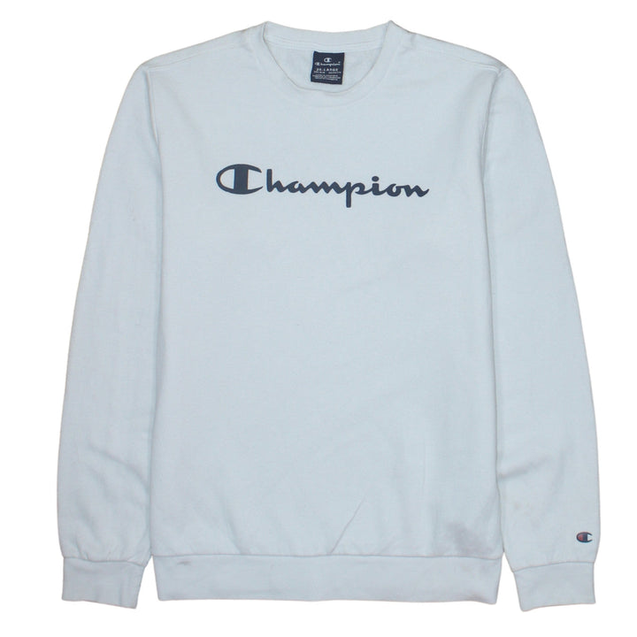 Champion Boys White 2XL Crew Neck Logo Sweatshirt Cotton Blend