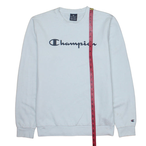 Champion Boys White 2XL Crew Neck Logo Sweatshirt Cotton Blend