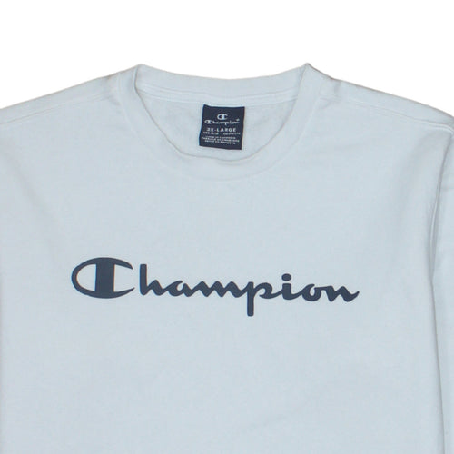 Champion Boys White 2XL Crew Neck Logo Sweatshirt Cotton Blend