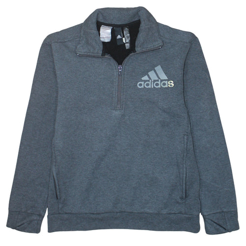 Adidas Boys Grey 13-14 Years 1/2 Zip Sweatshirt Hoodie