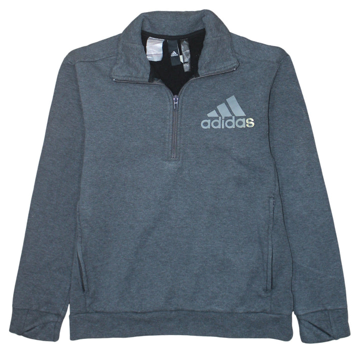 Adidas Boys Grey 13-14 Years 1/2 Zip Sweatshirt Hoodie