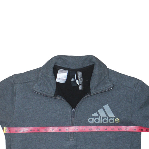 Adidas Boys Grey 13-14 Years 1/2 Zip Sweatshirt Hoodie