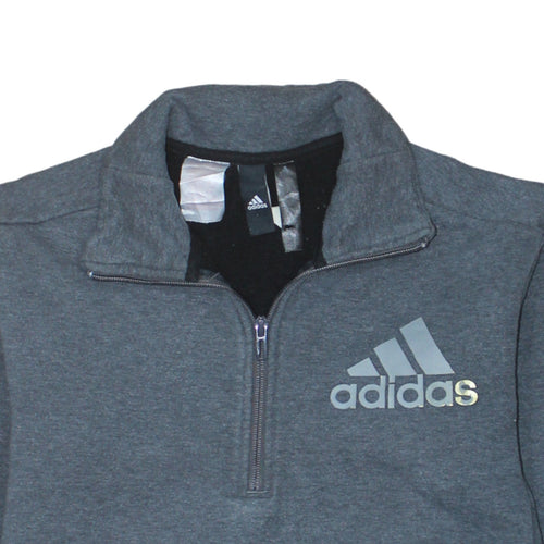 Adidas Boys Grey 13-14 Years 1/2 Zip Sweatshirt Hoodie