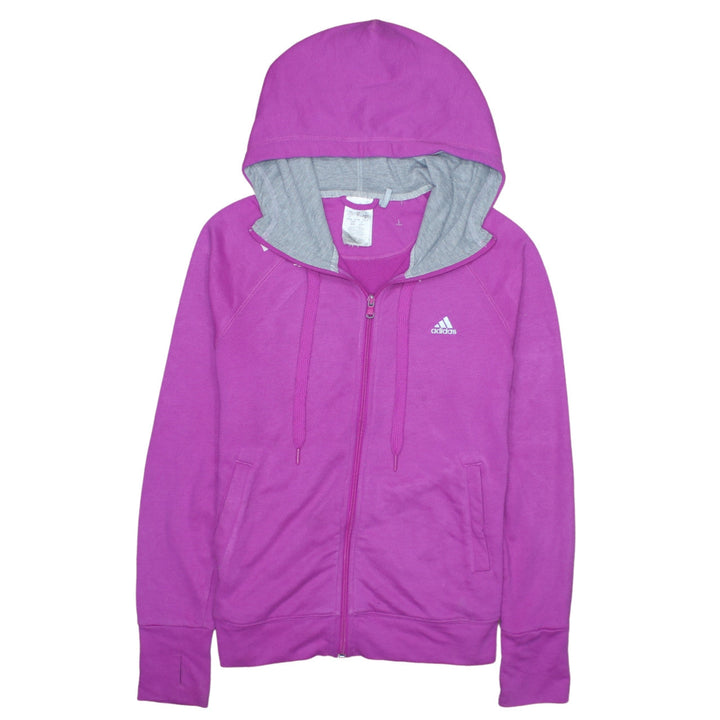 Adidas Women’s Pink Full Zip Hoodie Size 12-14 M Cotton Blend