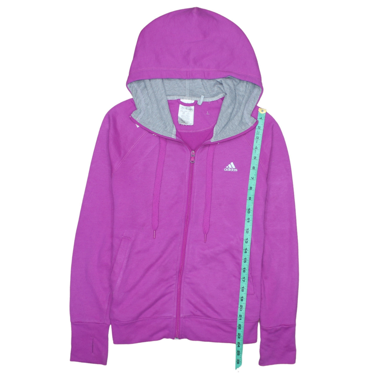 Adidas Women’s Pink Full Zip Hoodie Size 12-14 M Cotton Blend