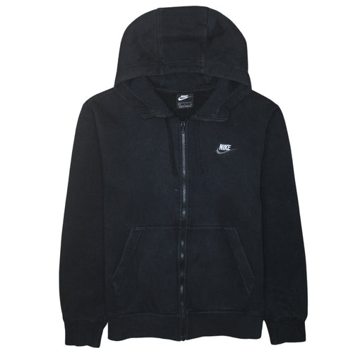 Nike Men's Black Full Zip Hoodie Small Logo Fleece Sweatshirt