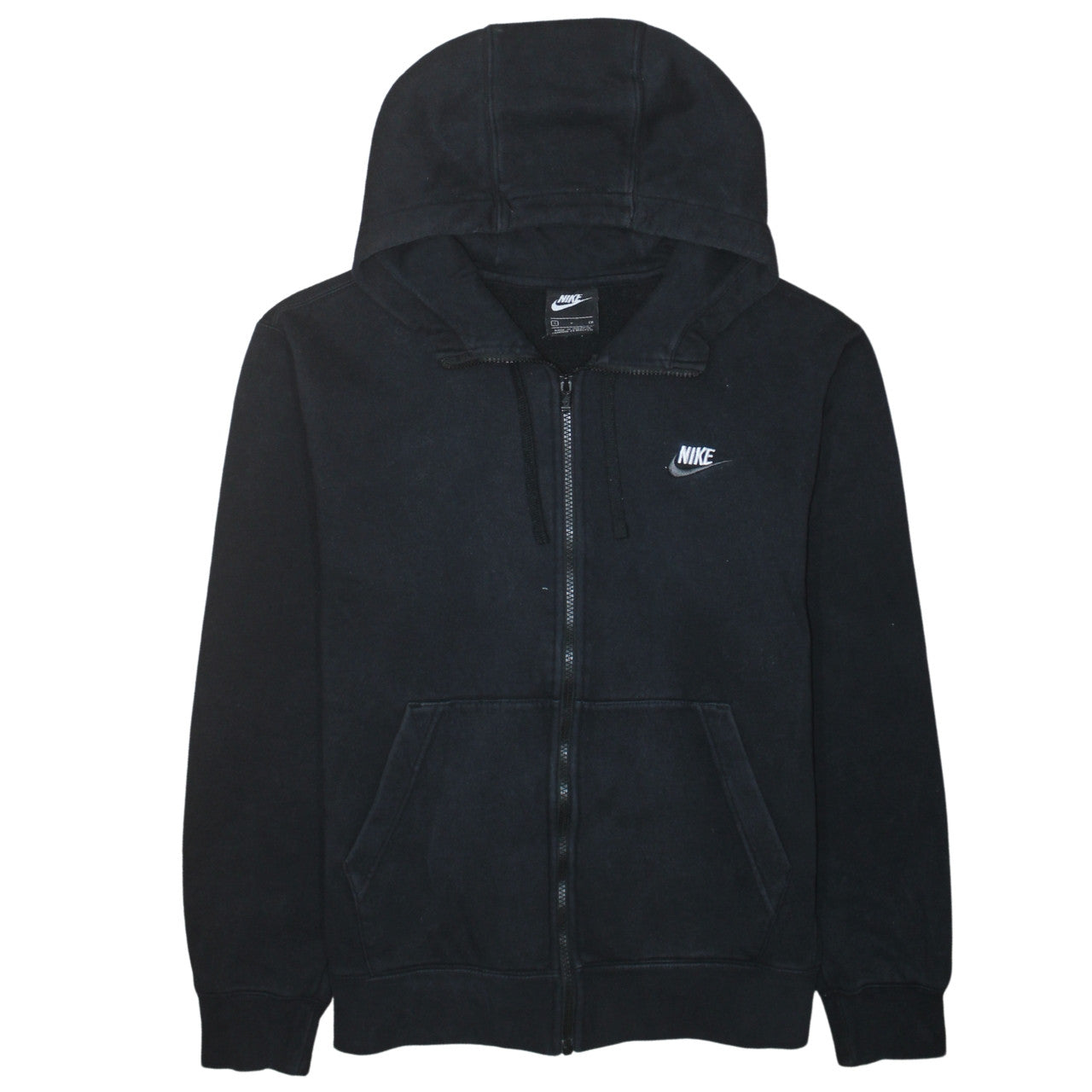 Nike Men's Black Full Zip Hoodie Small Logo Fleece Sweatshirt