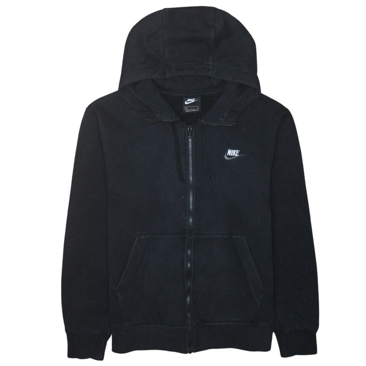 Nike Men's Black Full Zip Hoodie Small Logo Fleece Sweatshirt