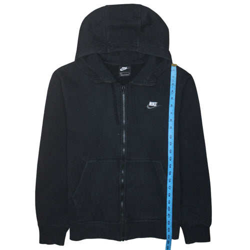 Nike Men's Black Full Zip Hoodie Small Logo Fleece Sweatshirt