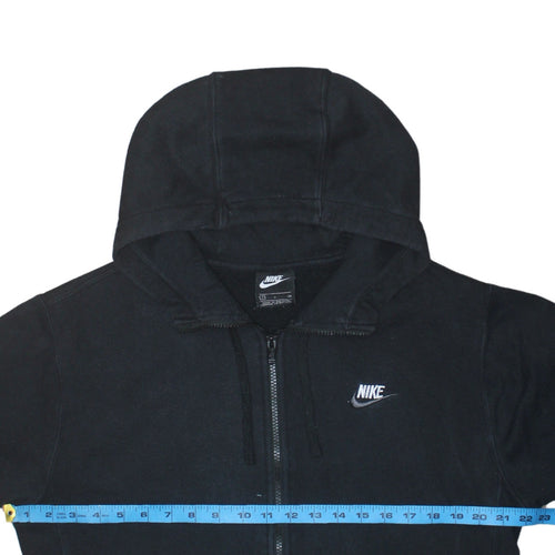Nike Men's Black Full Zip Hoodie Small Logo Fleece Sweatshirt
