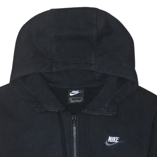 Nike Men's Black Full Zip Hoodie Small Logo Fleece Sweatshirt