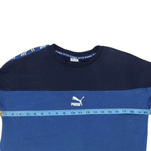 Puma Boys Blue Colourblock Crew Neck Sweatshirt 15-16 Years
