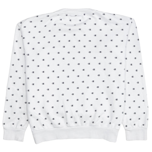 Champion Boys White Medium Sweatshirt All Over Logo Long Sleeve