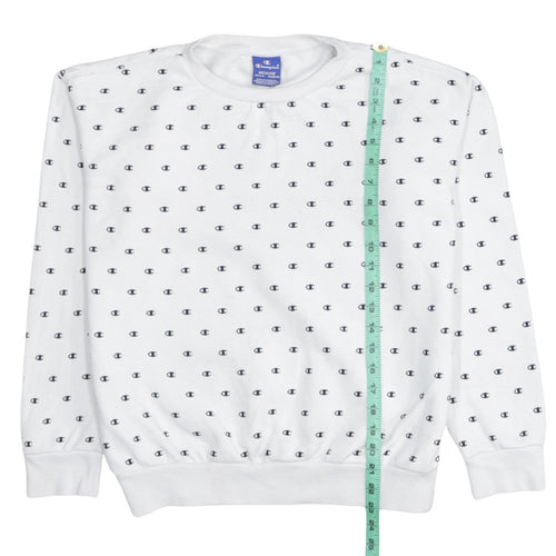 Champion Boys White Medium Sweatshirt All Over Logo Long Sleeve
