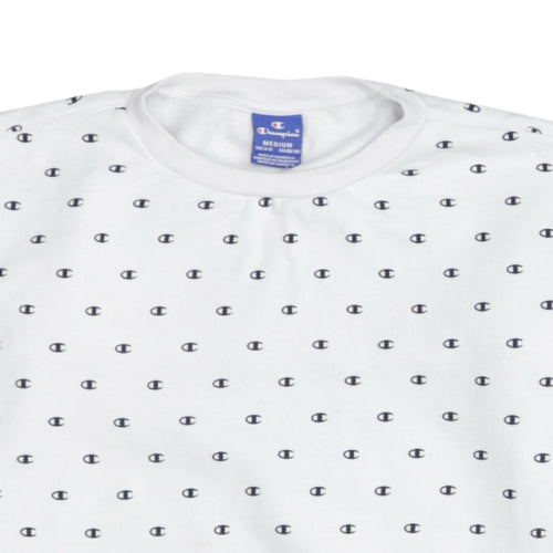 Champion Boys White Medium Sweatshirt All Over Logo Long Sleeve