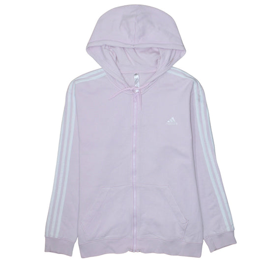 Adidas Women Pink Full Zip Hoodie Sweatshirt Size L Classic Fit