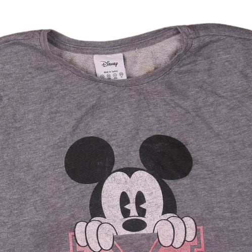 Disney Women Grey Mickey Mouse Pullover Sweatshirt Size 12