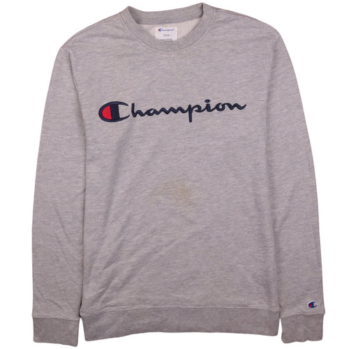 Champion Men's Grey Small Pullover Sweatshirt Embroidered Logo