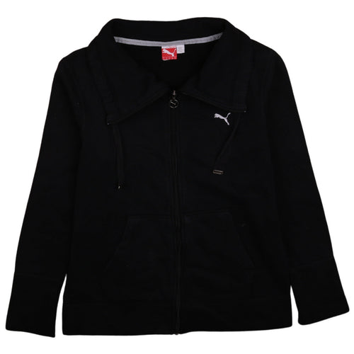 Puma Womens Black Full Zip Hoodie UK 10 with Logo Detail