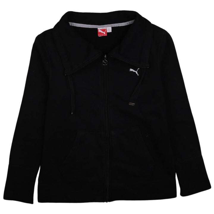 Puma Womens Black Full Zip Hoodie UK 10 with Logo Detail