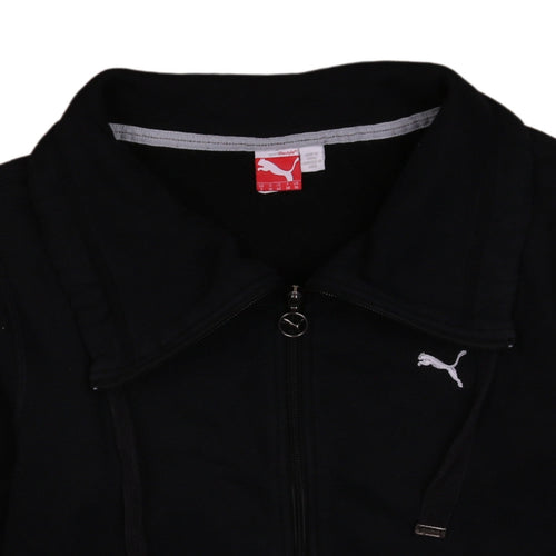 Puma Womens Black Full Zip Hoodie UK 10 with Logo Detail