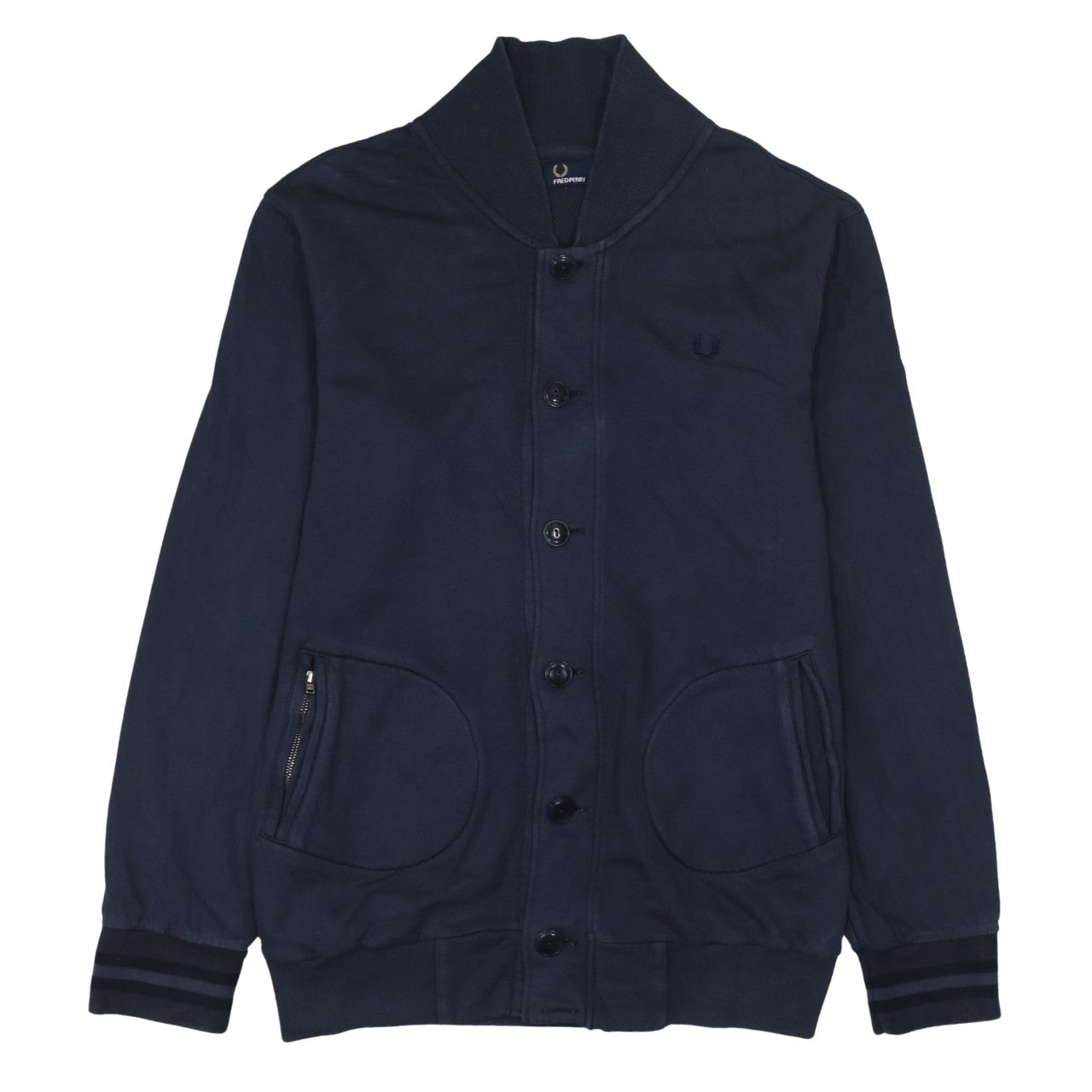 Fred Perry Men's Blue Cotton Cardigan Sweatshirt L