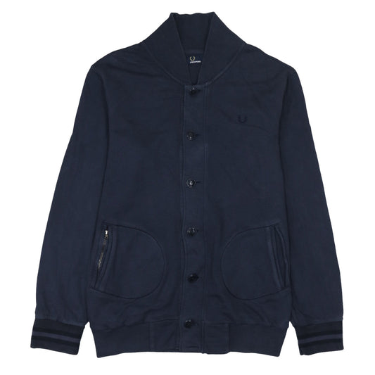 Fred Perry Men's Blue Cotton Cardigan Sweatshirt L