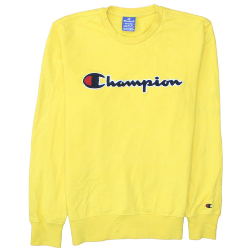 Champion Men's Yellow Embroidered Logo Pullover Sweatshirt Medium