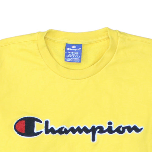 Champion Men's Yellow Embroidered Logo Pullover Sweatshirt Medium