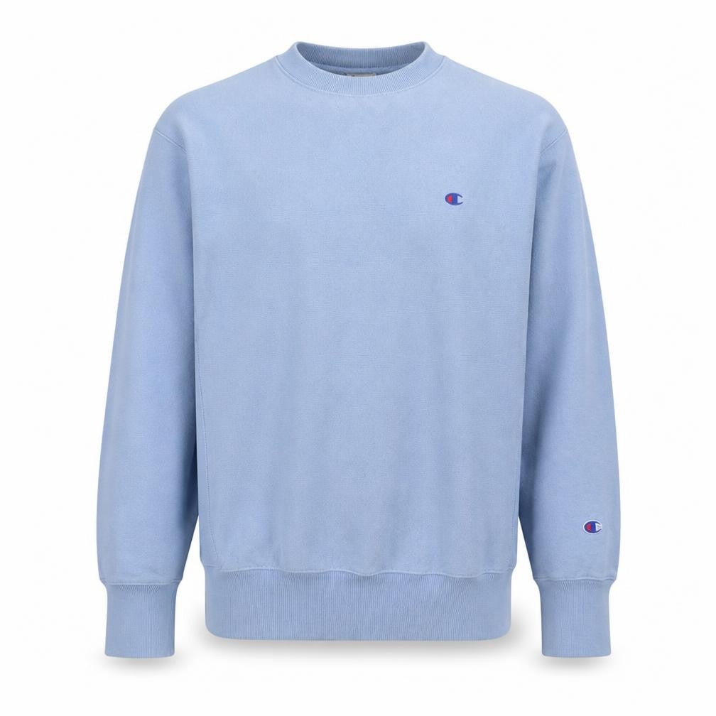 Front view of Champion Men's Blue XL Pullover Crew Neck Sweatshirt