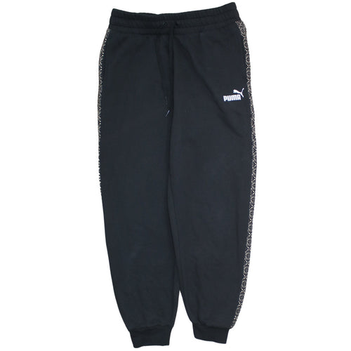 Puma Womens Black Jogger Sweatpants M Elastic Waist Cuffed Trim Fleece