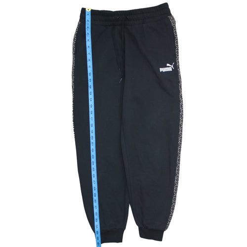 Puma Womens Black Jogger Sweatpants M Elastic Waist Cuffed Trim Fleece