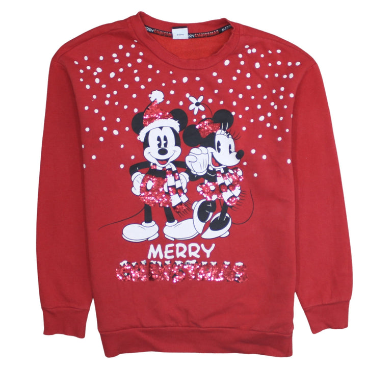 Disney at George Womens Red Sequin Christmas Sweatshirt Size 12-14