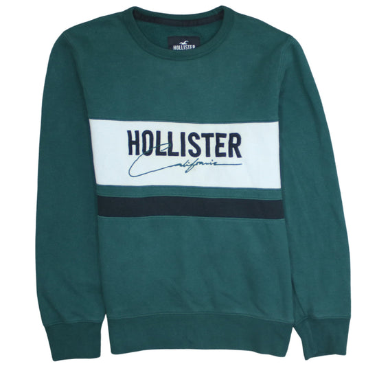 Hollister Men's Green Crew Neck Pullover Sweatshirt Size S