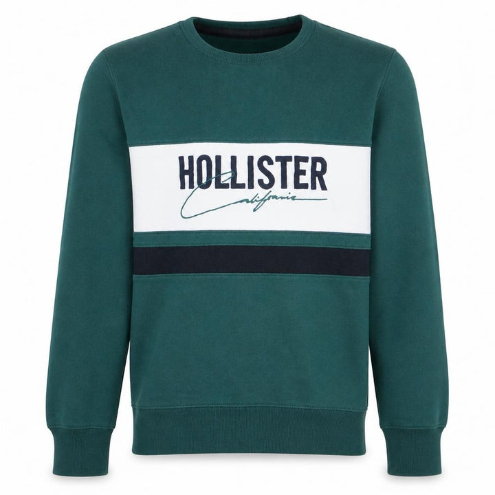 Hollister Men's Green Crew Neck Pullover Sweatshirt Size S