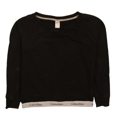 Calvin Klein Women Black Crew Neck Pullover Sweatshirt M