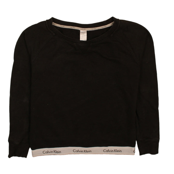 Calvin Klein Women Black Crew Neck Pullover Sweatshirt M