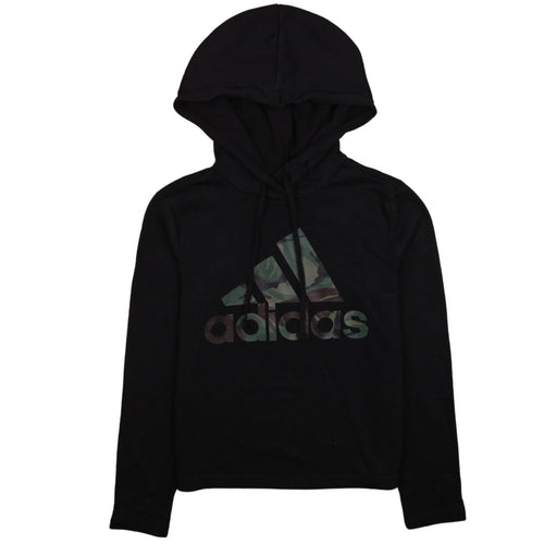 Adidas Womens Black Camo Logo Pullover Hoodie XS